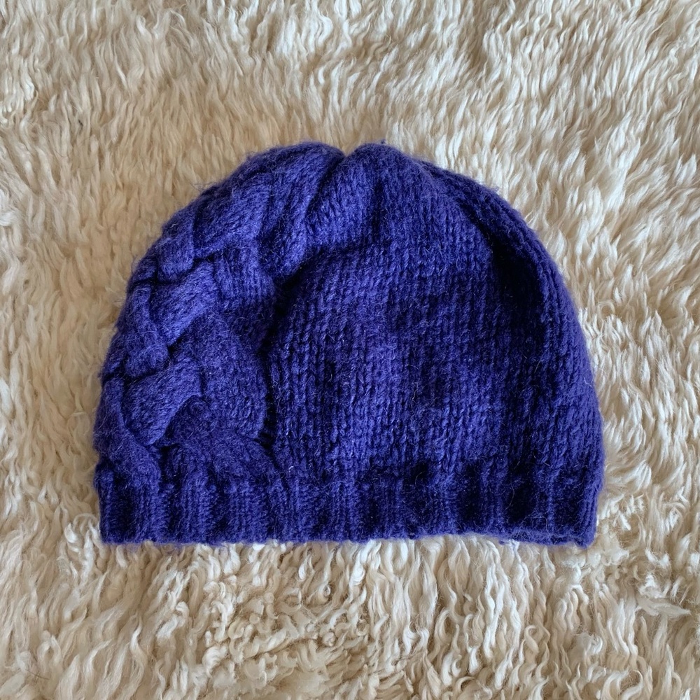 Anthropologie Deep Purple Knit Beanie